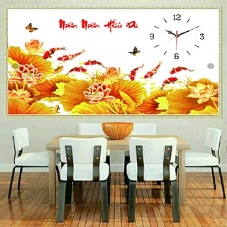 Tranh đính đá ĐỒNG HỒ NIÊN NIÊN HỮU DƯ VS248 - 75*50CM