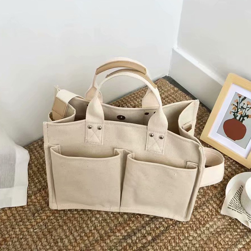 Túi vải canvas dày to nhiều ngăn công sở sinh viên bỉm sữa