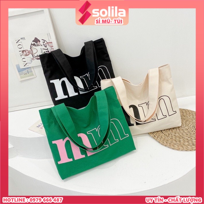 Túi tote vải canvas khổ vuông đựng đồ đi học đi chơi thời trang unisex