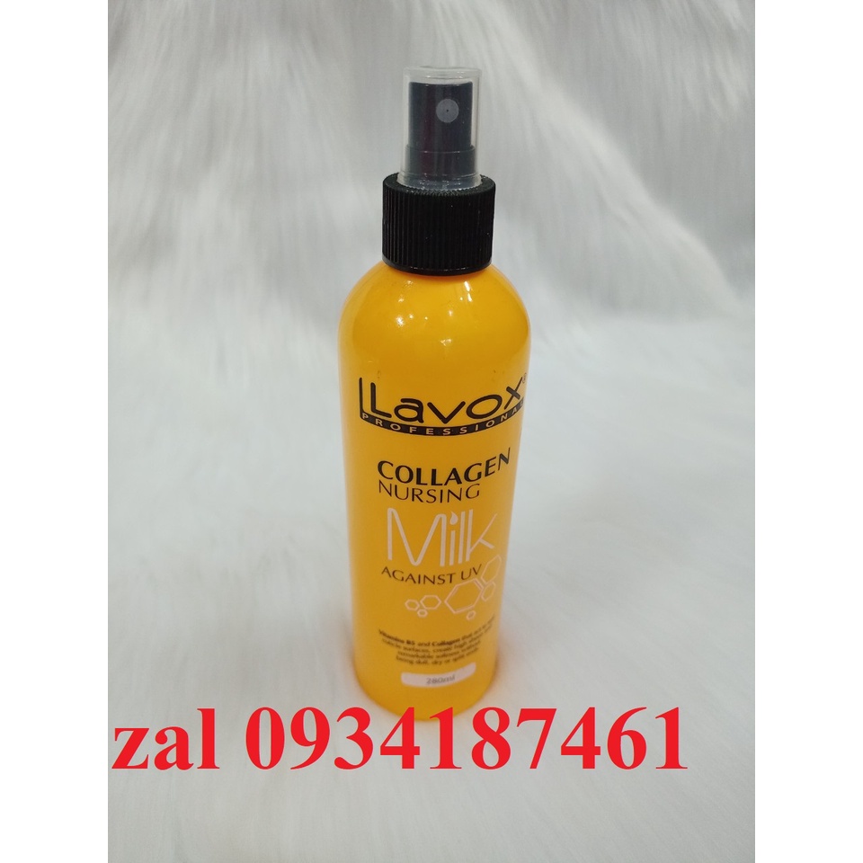 Xịt dưỡng tóc collagen Nursing Milk Lavox vàng