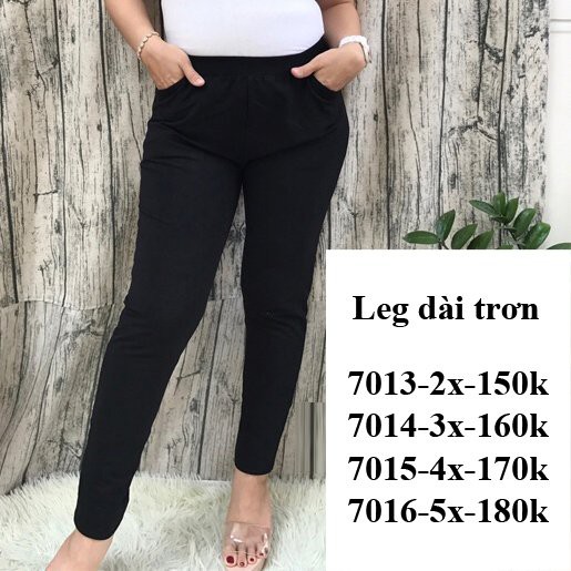 Quần leg BIG SIZE kiểu quần legging trơn có túi trước thun cotton co giãn 7013,7014,7015,7016