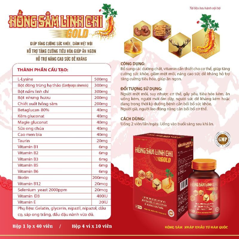 hồng sâm linh chi(hộp 40 ngày dùng 1v)