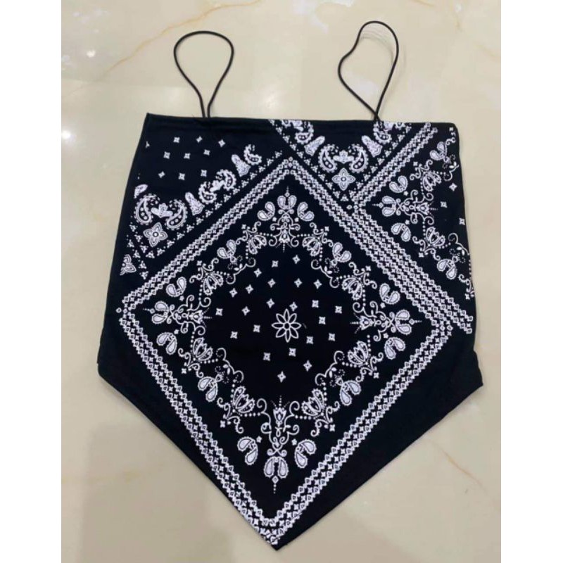 Áo yếm dây bún hoạ tiết,AN MINH, chất thun mát,kèm ảnh thật