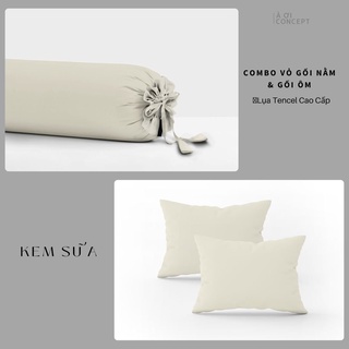 [TẶNG 1 VỎ ÔM] Combo 2 Vỏ Gối Nằm Trơn  Lụa Tencel (C) - À Ơi Concept