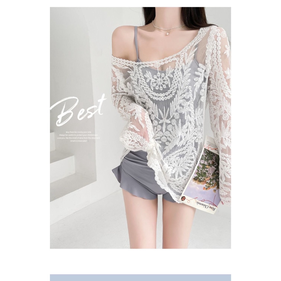 Áo Khoác Ren Mỏng Aimeehouse áo ren lưới đi biển sành diệu sexy hàng Quảng Châu cao cấp