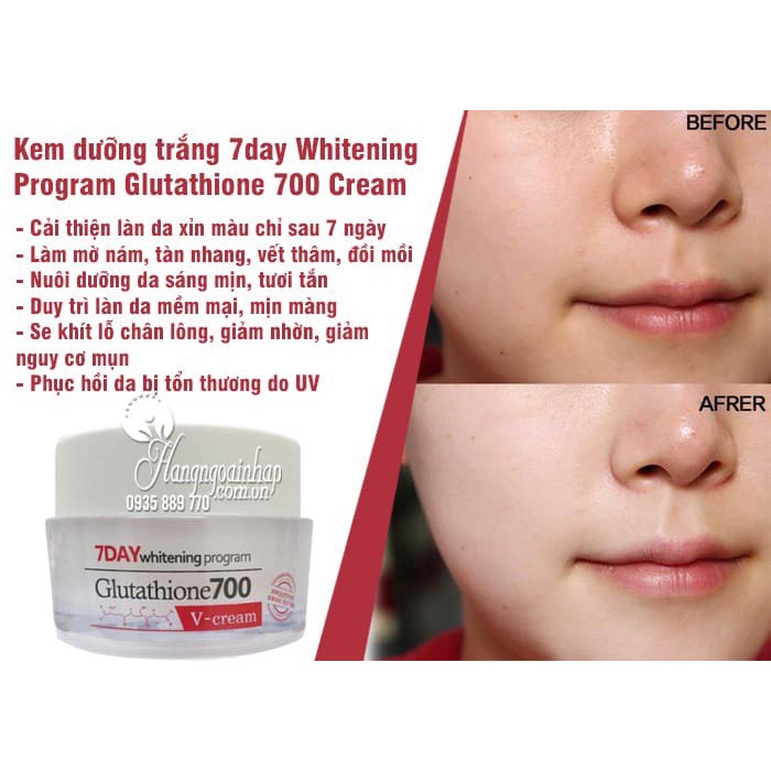Kem dưỡng trắng da Angel's Liquid 7 Day whintening Program Glutathione 700 VCream 50ml - BFN.MALL