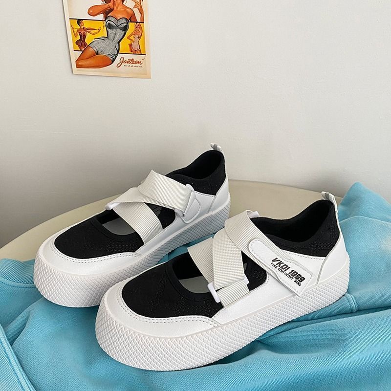 Giày Mary Jane Đế Dày Quai Dán Dễ Thương Xinh Xắn Dành Cho Nữ