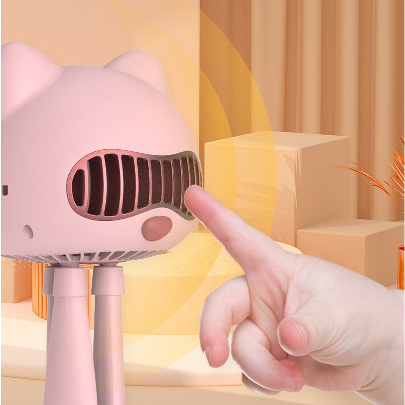 Quạt USB Mini 4000mAh 10 Tiếng Gió Mạnh Hình Bạch Tuộc Và Mèo Có Thể Sạc Lại Cho Xe Đẩy Em Bé