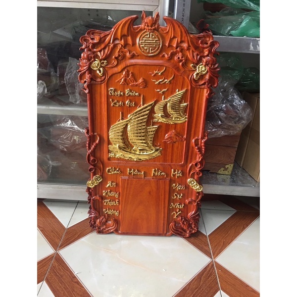 Đốc Lịch Gỗ Hương Liền Khối Dát Vàng KT 70 x 40 Hàng Cao Cấp