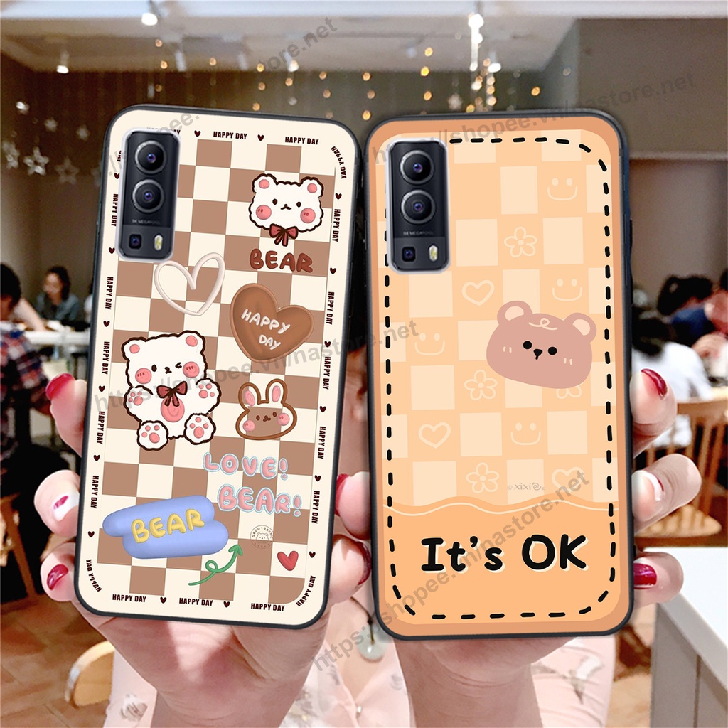 Ốp lưng Vivo V23 5G- Vivo V23e - Vivo Y15S -Vivo Y53S -Vivo Y72 trái tim gấu phá cách bo viền nhiều màu sắc