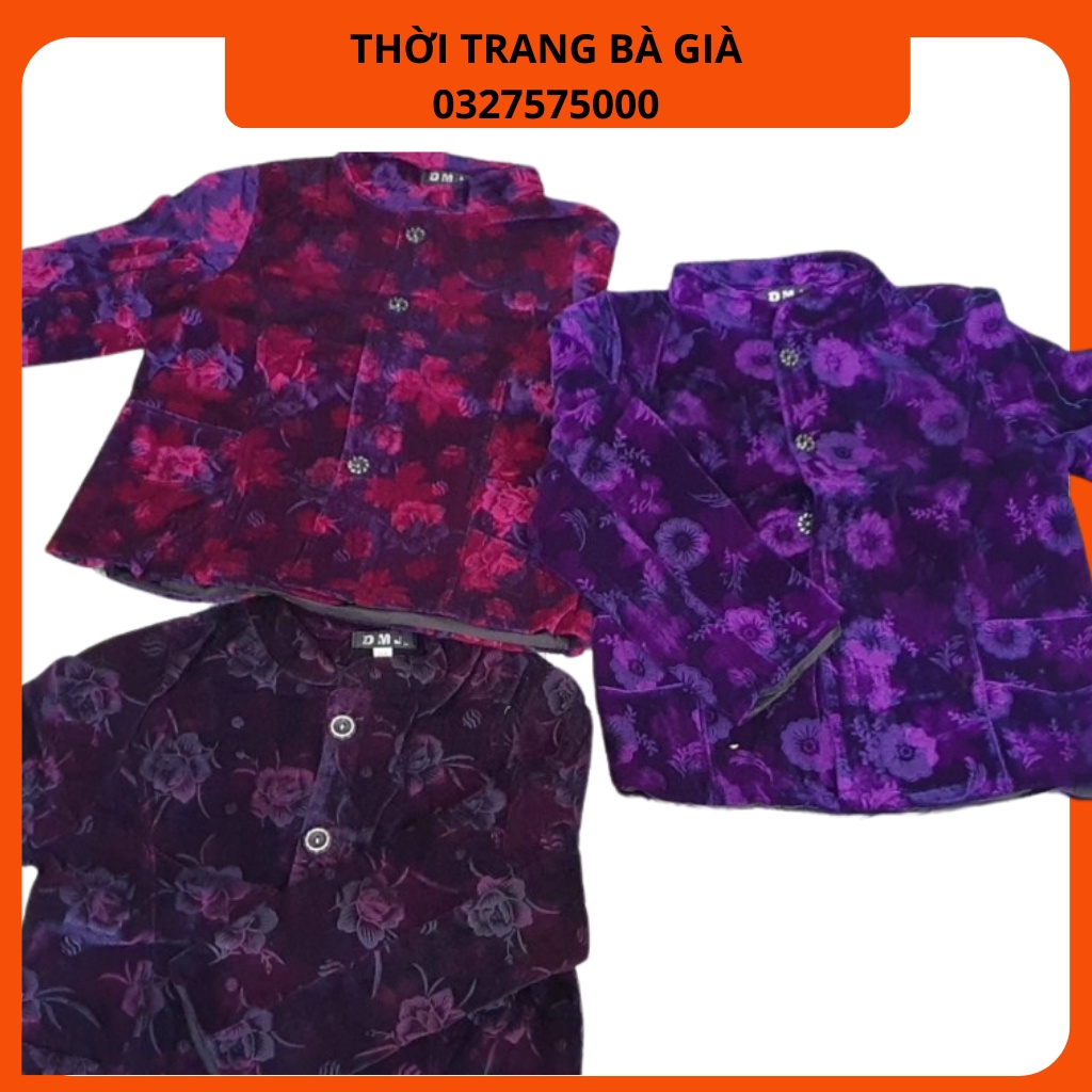 Áo Khoác Bông Nhung Bà Già Nhung Chần Bông Lót Lông Hàng Quảng Châu