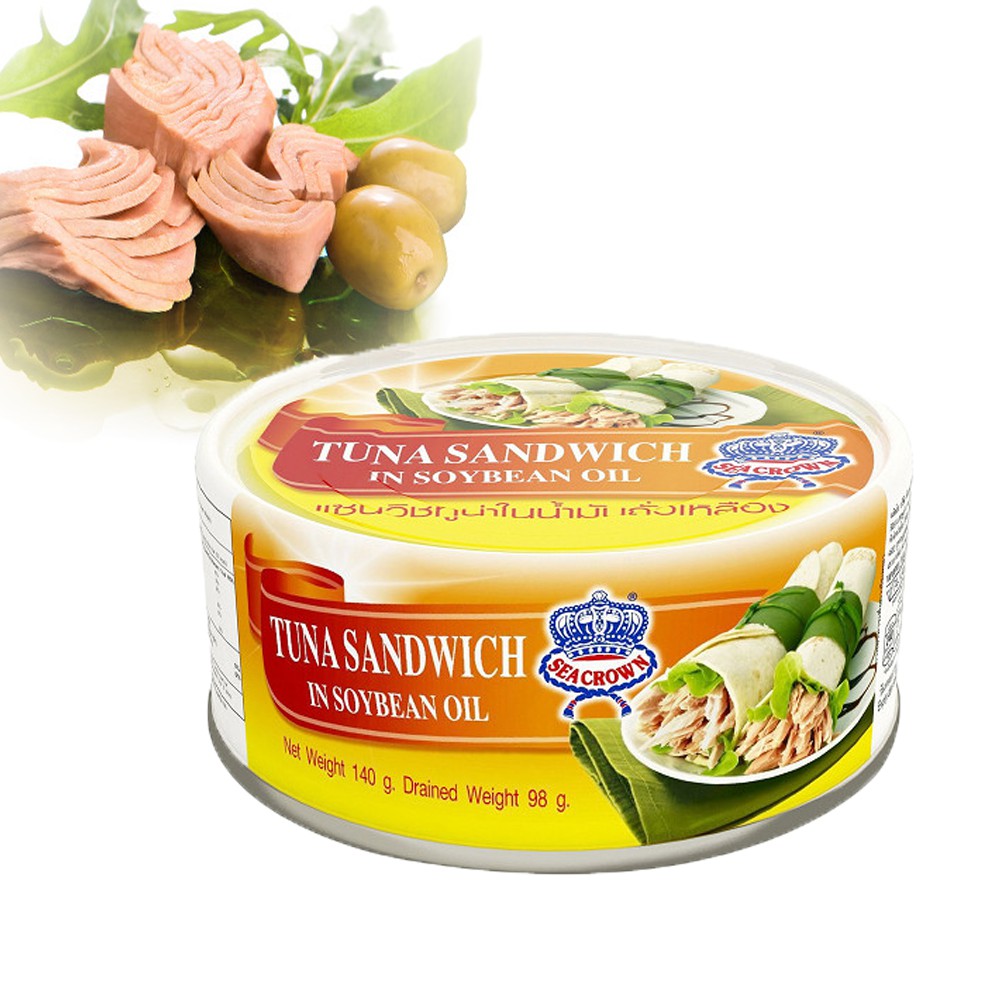 Cá ngừ xắt lát ngâm dầu Đậu Nành Seacrown 140g (Date 2023)