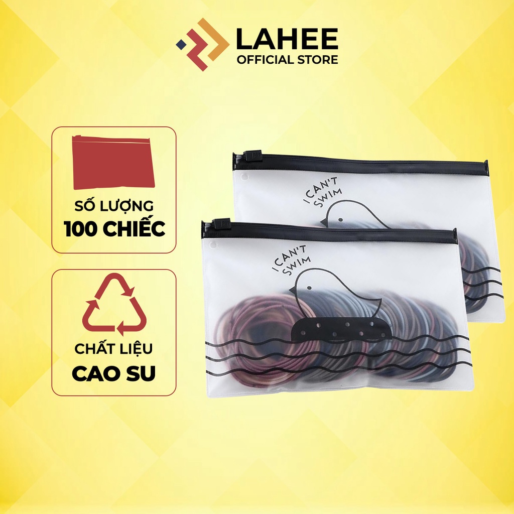 Set 100 dây buộc tóc siêu co giãn nhiều màu kèm túi zip - LAHEE 15DBT100