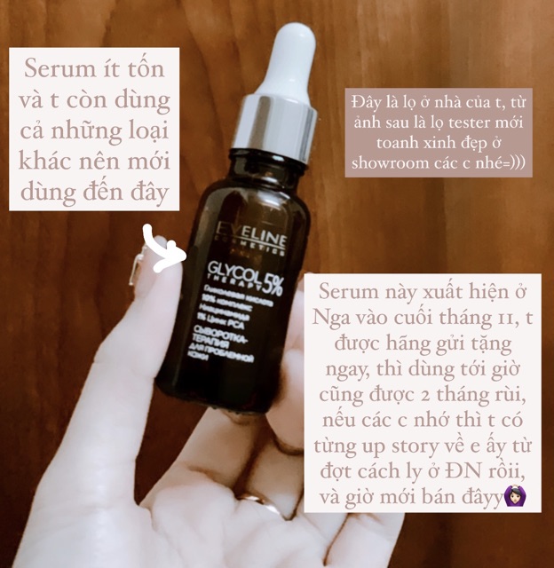 Serum Eveline Glycol Therapy 10% Niacinamide ngừa mụn, mờ thâm, giảm dầu nhờn cho da láng bóng, đều màu