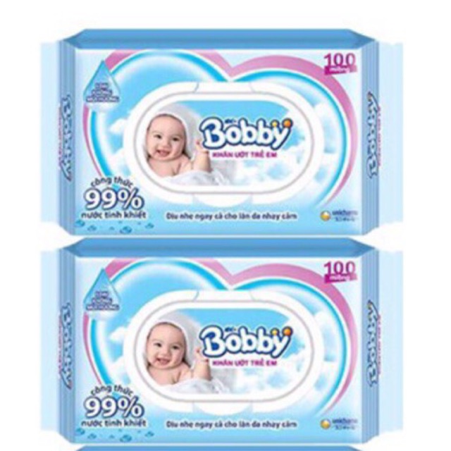Khăn ướt Bobby không mùi 100 miếng