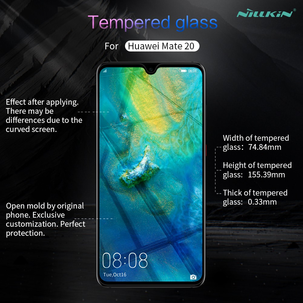 Kính cường lực Nillkin XD CP+ Max full màn 3D bo mép cực đẹp cho Huawei P30 Mate 20, được phủ Nano giúp cảm ứng mượt mà