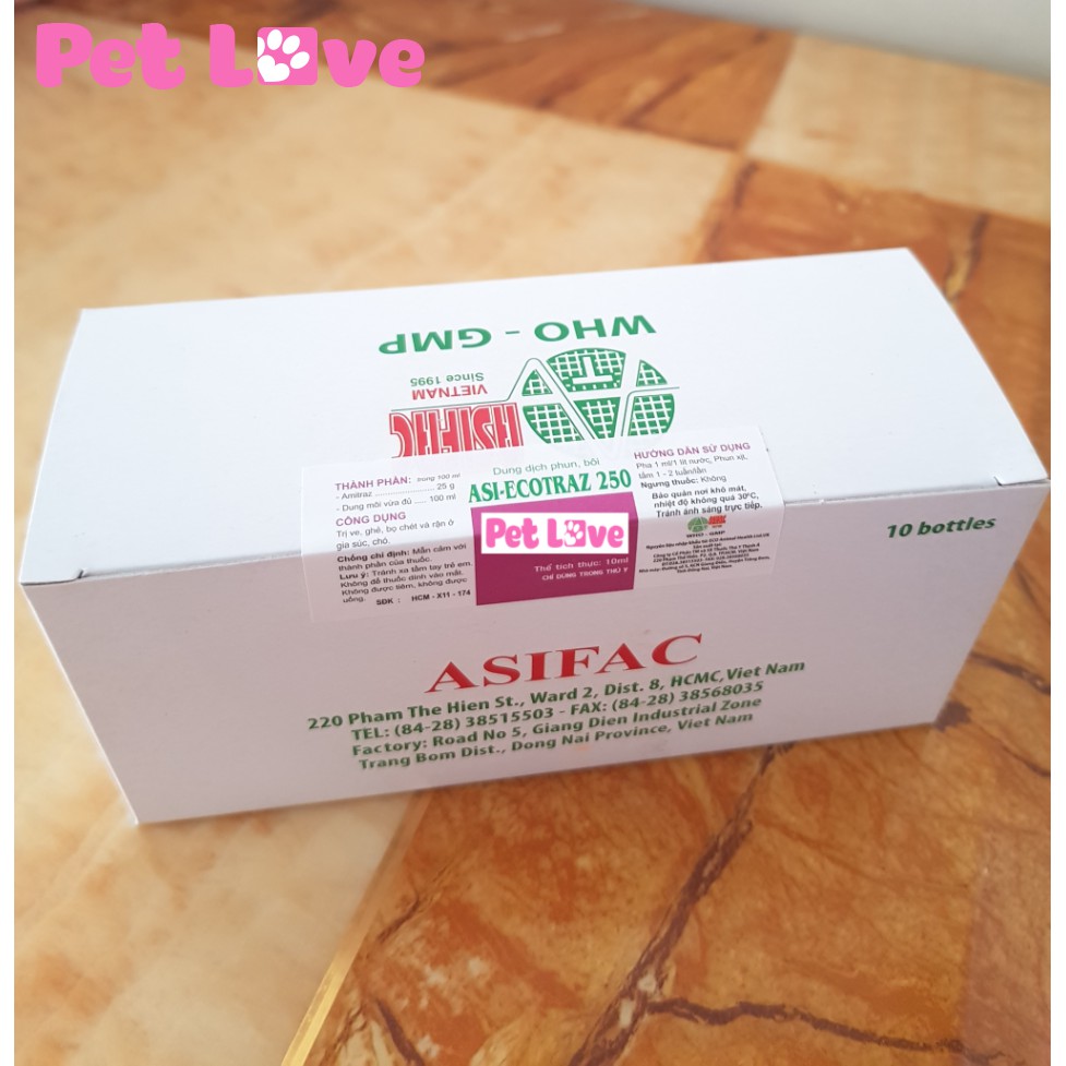 10 chai Ecotraz phun xịt ghẻ, ve rận, bọ chét trên chó