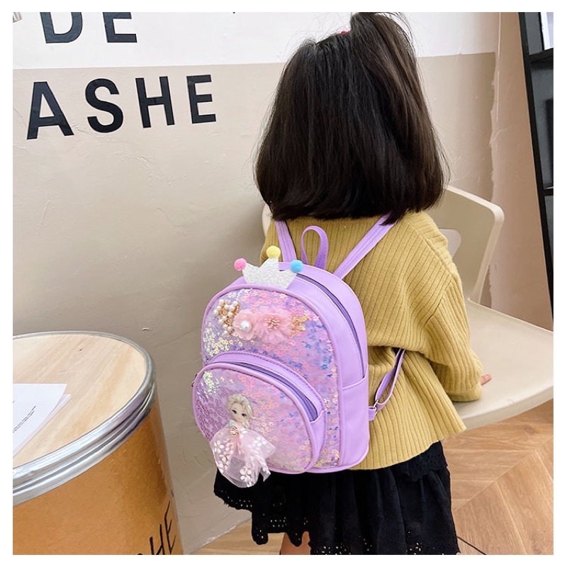 Balo bé đi mẫu giáo có in hình ELSA, Bạch Tuyết đáng yêu, chất liệu nhẹ, an toàn, phù hợp với trẻ 0-5 tuổi