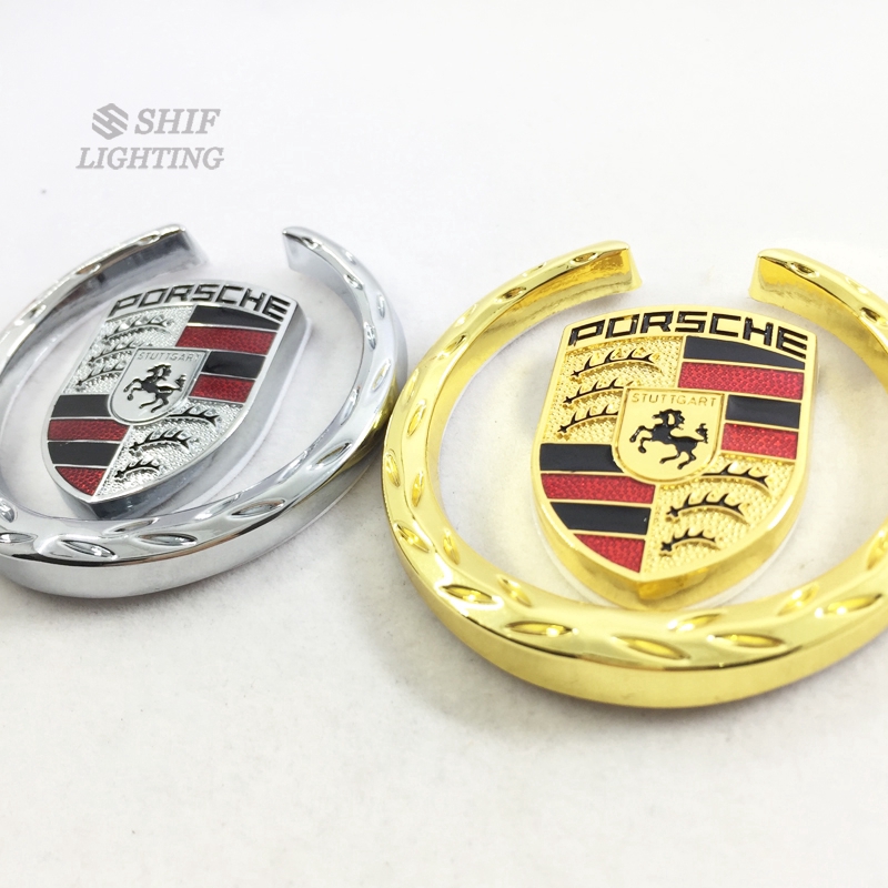 Miếng dán trang trí xe hơi bằng kim loại hình logo PORSCHE