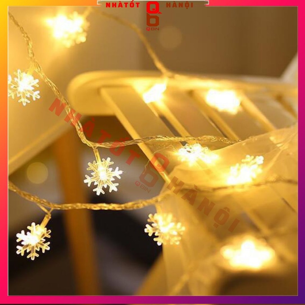 Đèn giáng sinh dây 3-6M trang trí trong nhà cây thông noel bóng hình bông tuyết siêu bền đầu cắm USB