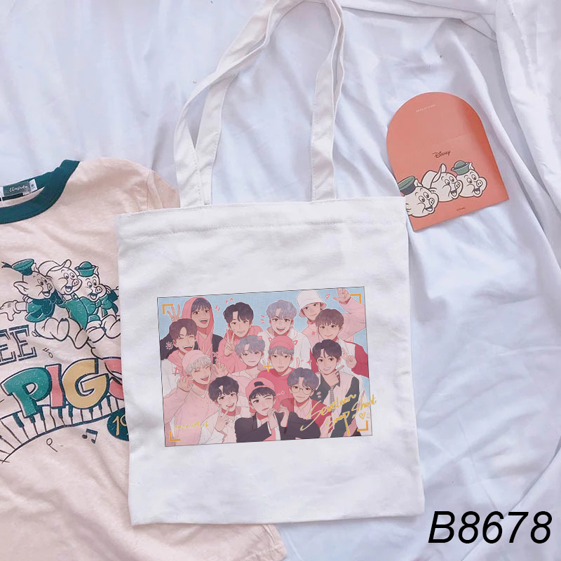 Túi Tote Đeo Vai In Hình Nhóm Nhạc Seventeen Thời Trang Cho Nữ