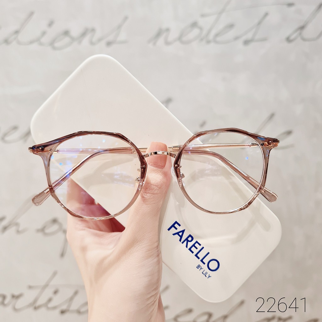 Kính mắt nữ cao cấp LILYEYEWEAR mắt tròn to cá tính càng kính mảnh màu sắc thời trang 22641