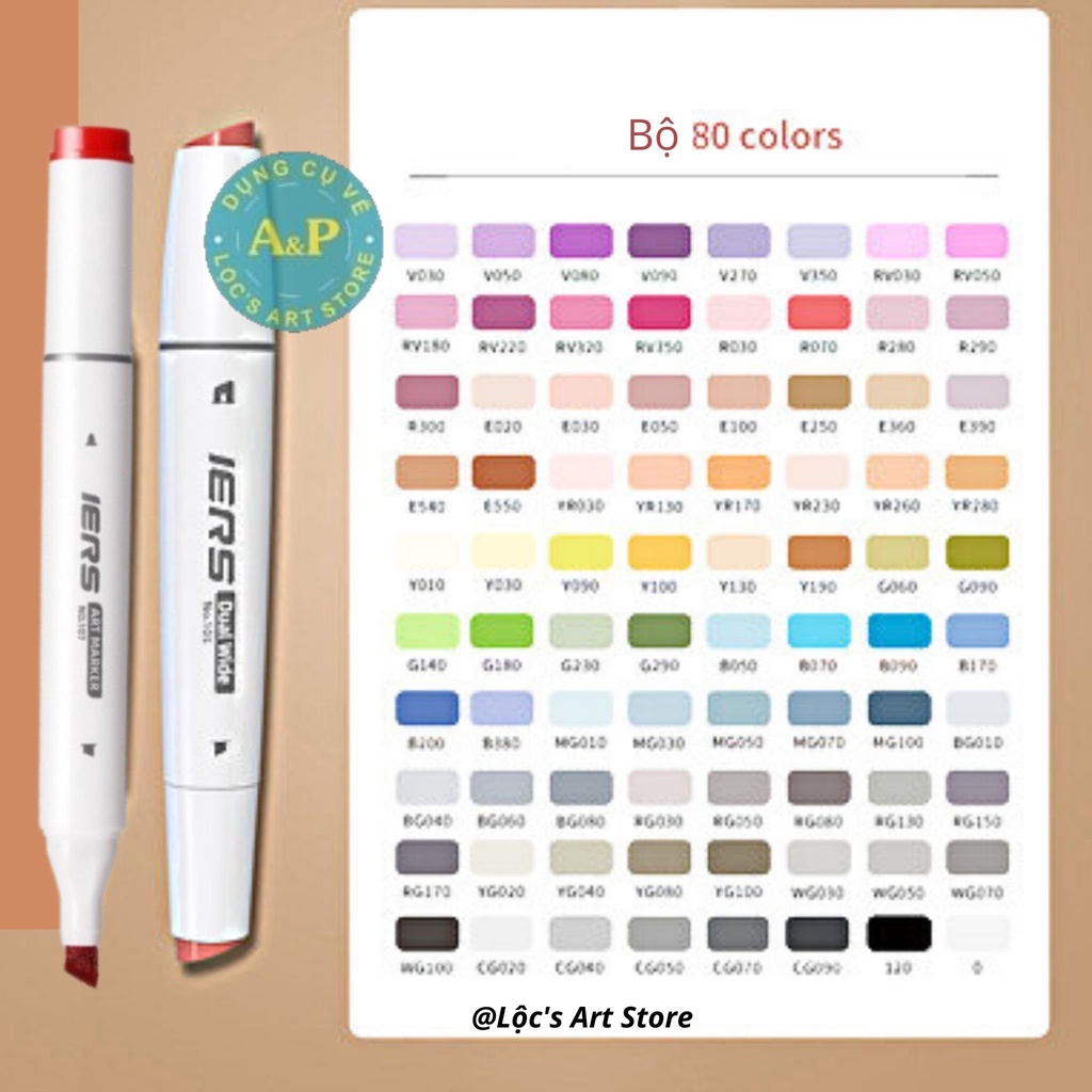 Bộ Bút MARKER IERS 80 Màu Chuyên Nghiệp