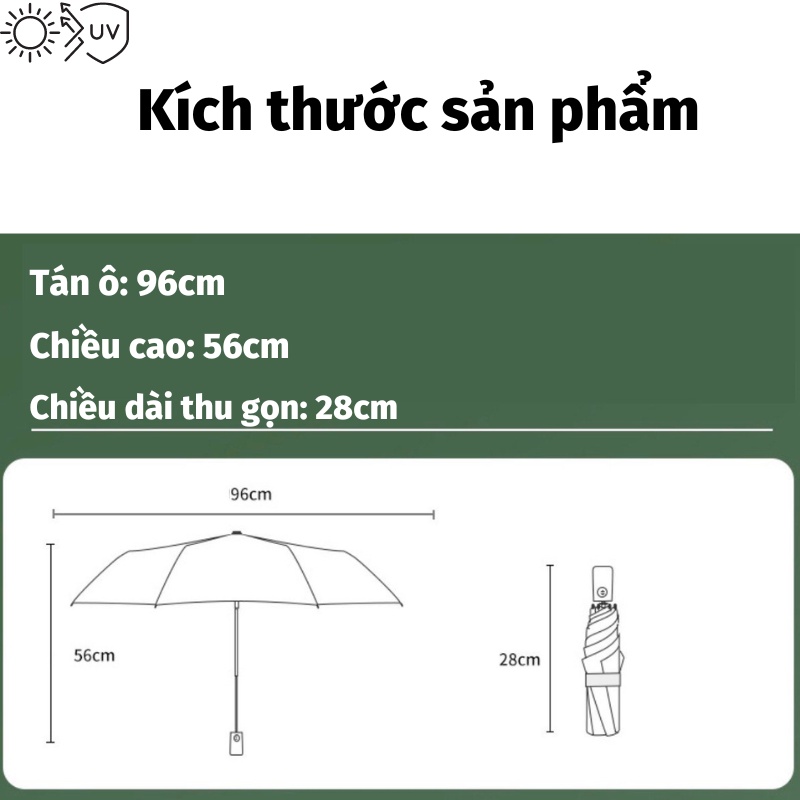 Dù Gấp Gọn Dù Che Mưa Đóng Mở Tự Động Chống Tia UV Màu Sắc Đa Dạng LEON_OFFICIAL