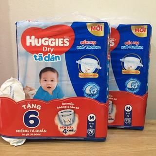 Tã - bỉm dán Huggies M76, M76+10(cho trẻ từ 6-11kg) _Hàng mới,có sẵn