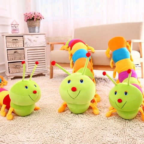 đầy màu sắc Caterpillar Doll Strip Pillow Đồ chơi sang trọng Sáng tạo Gối ngủ ép Giường Quà tặng sinh nhật Ragdoll