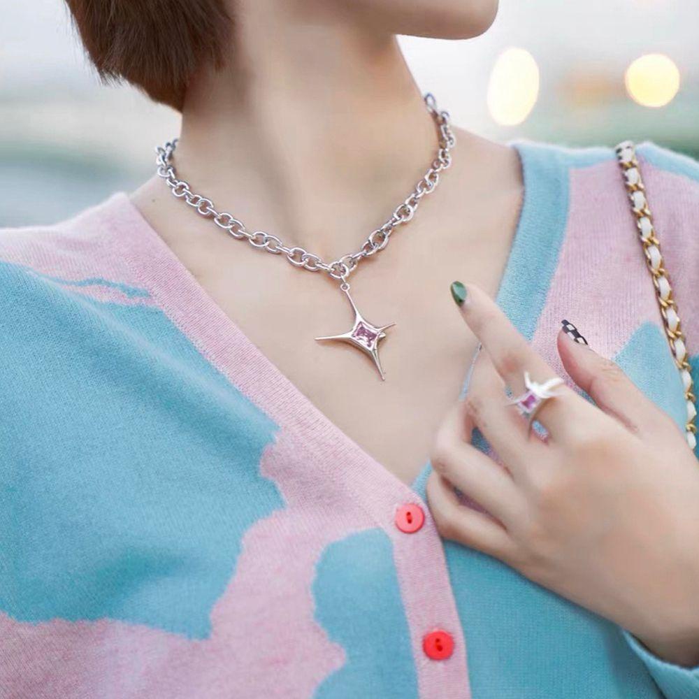 [COD] Màu Hồng|Vòng cổ Hợp Kim Y2K Đính Ngôi Sao Thiết Kế Đơn Giản Sáng Tạo
