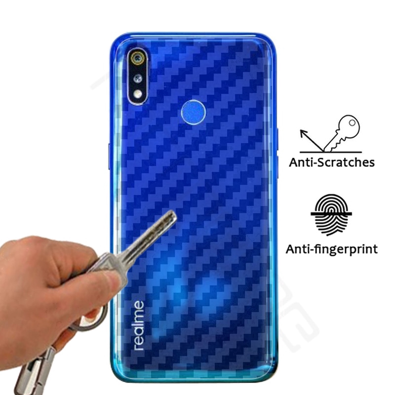 Miếng dán bảo vệ mặt lưng điện thoại bằng sợi carbon cho OPPO Realme C21Y C21 C20 C25 C17 C11 C12 C15 X2 7 6 5 3 Pro 7i 6i Q X C2 5i 5s XT 2020