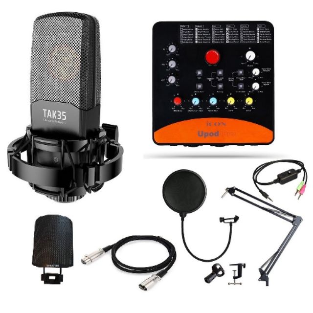 [Mã ELHACE giảm 4% đơn 300K] Combo mic thu âm cao cấp Tak35 | Sound card Icon Upod Pro