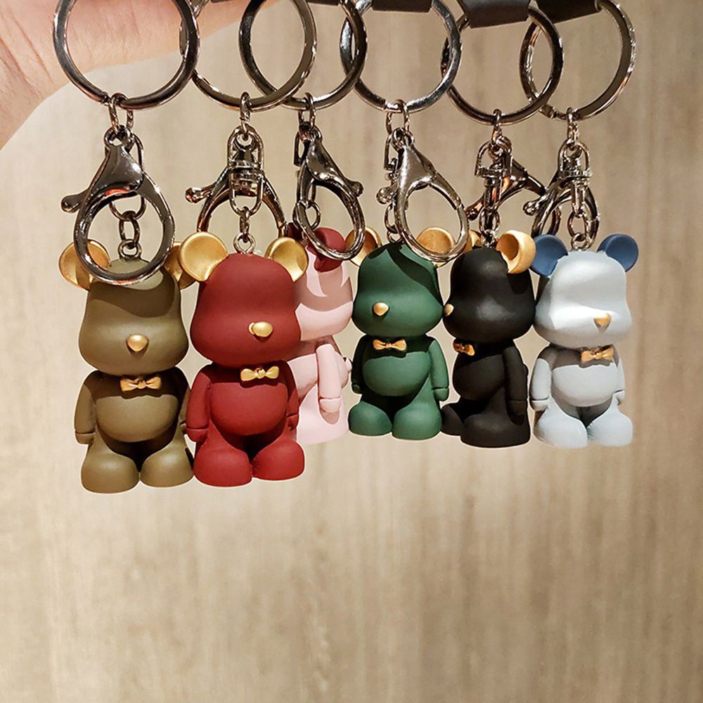 Móc khóa mặt hình gấu màu trơn tùy chọn thời trang chất lượng cao