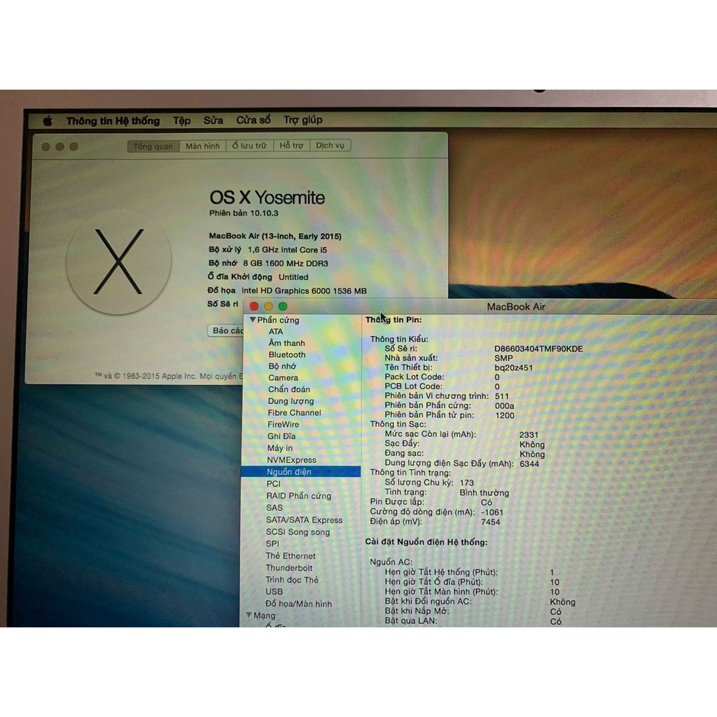Macbook Air 2016 Intel Core i5 8GB 128GB 13.3