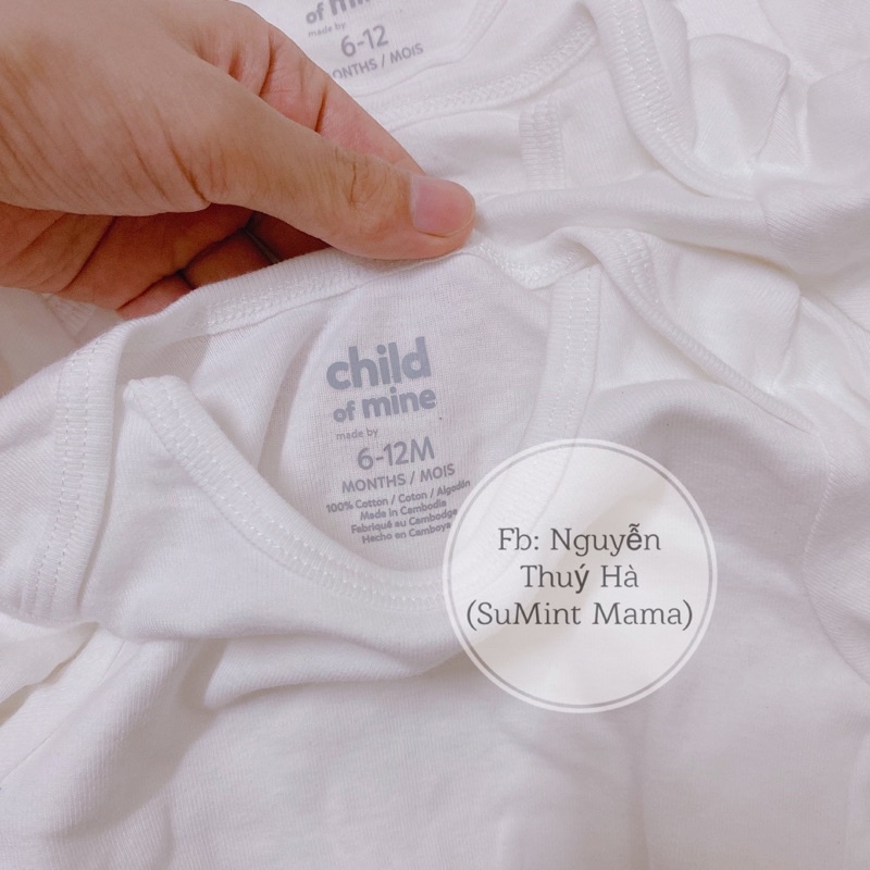 Body chip trắng dài tay geogre, carter 100% cotton
