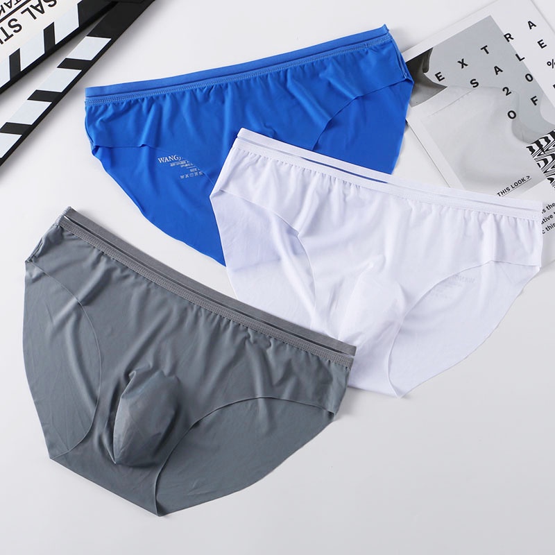 Quần Lót Lụa Lạnh Không Đường May Lưng Thấp Thoáng Khí Dành Cho Nam