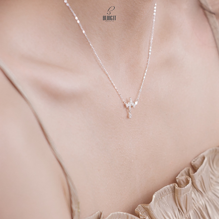 Dây Chuyền Bạc 925 Nữ BLING IT Nhịp Tim Đính Đá Lấp Lánh - BIVC261