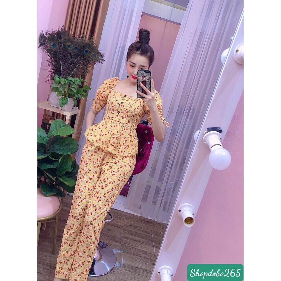 Đồ bộ nữ,đồ ngủ mặc nhà vải lụa hoa nhí dễ thương BD 25 size 45-55kg.