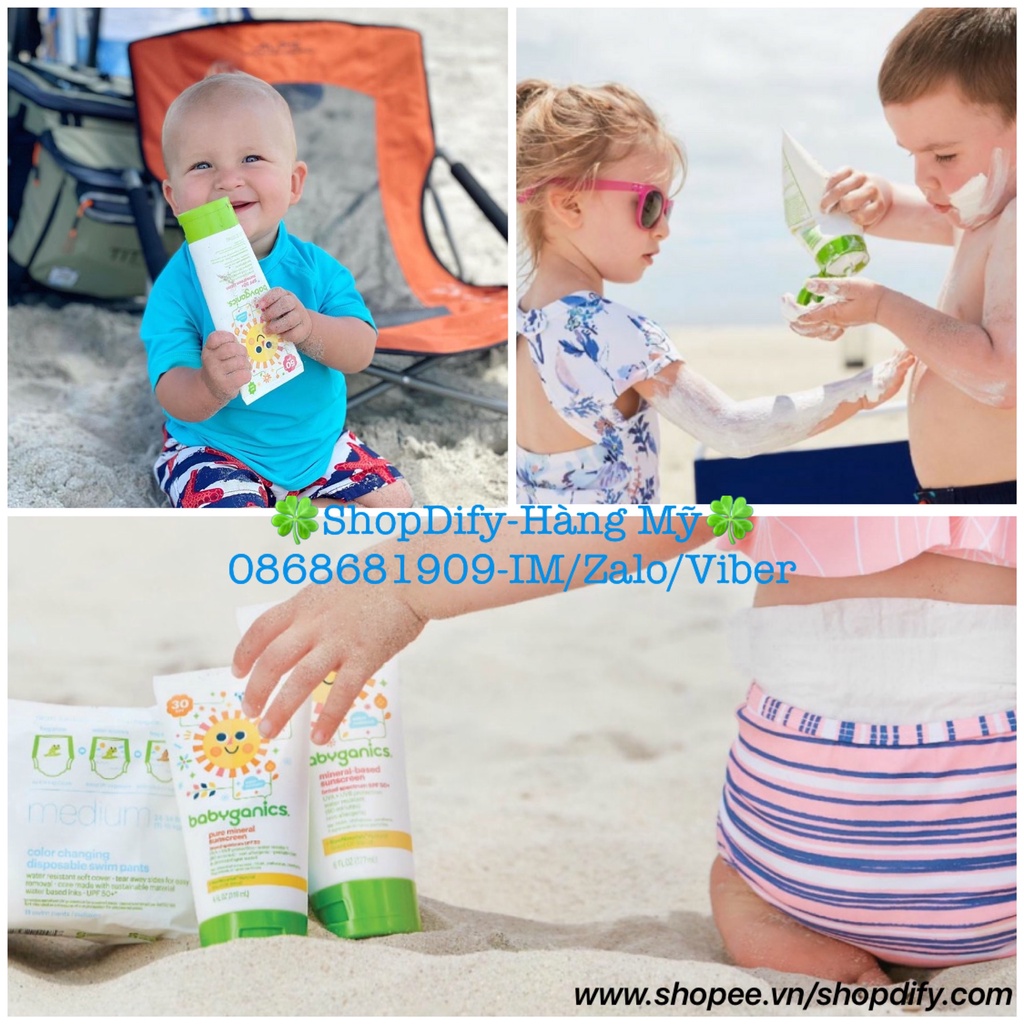 Kem chống nắng vật lý cho Bé, Trẻ em SPF50 BABYGANICS Mineral Based Sunscreen lotion SPF 50+ 59ml 177ml 236ml Mỹ mẫu mới