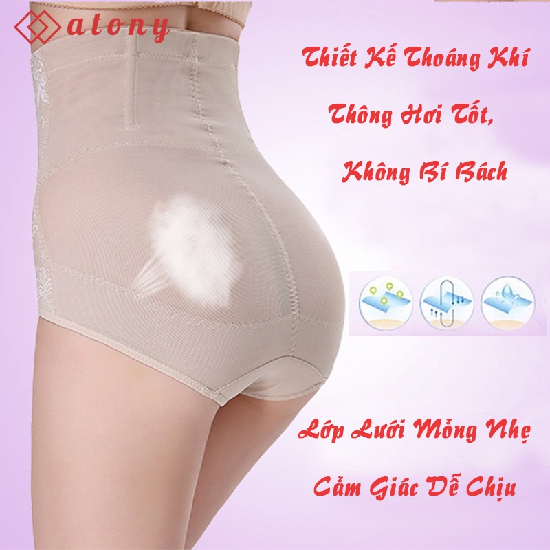 Quần Gen Nịt Bụng Cạp Cao Có Móc Cài ATONY Giúp Định Hình Bụng Tạo Đường Cong, Xiết Eo, Phối Ren Hoa Sexy | BigBuy360 - bigbuy360.vn