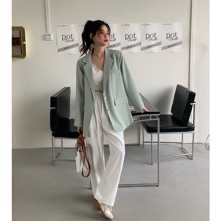 Áo Khoác Dáng Rộng 49340 Có Đệm Vai Dễ Phối Đồ Cao Cấp Dành Cho Bạn Nữ