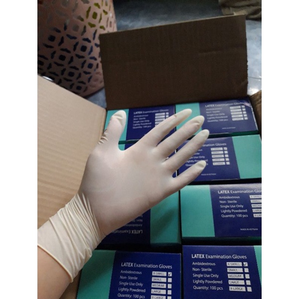 Găng tay cao su Y tế Latex duy hàng loại tốt - Hộp 100 cái có bột | BigBuy360 - bigbuy360.vn