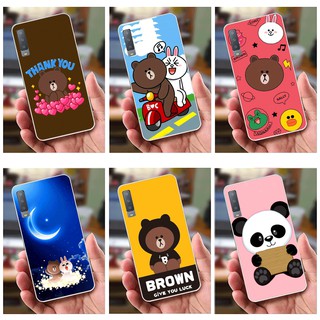 Ốp lưng Samsung A7 (2018) (dẻo viền trắng trong) - Hinh Gấu Brown, Panda Cực Dễ Thương