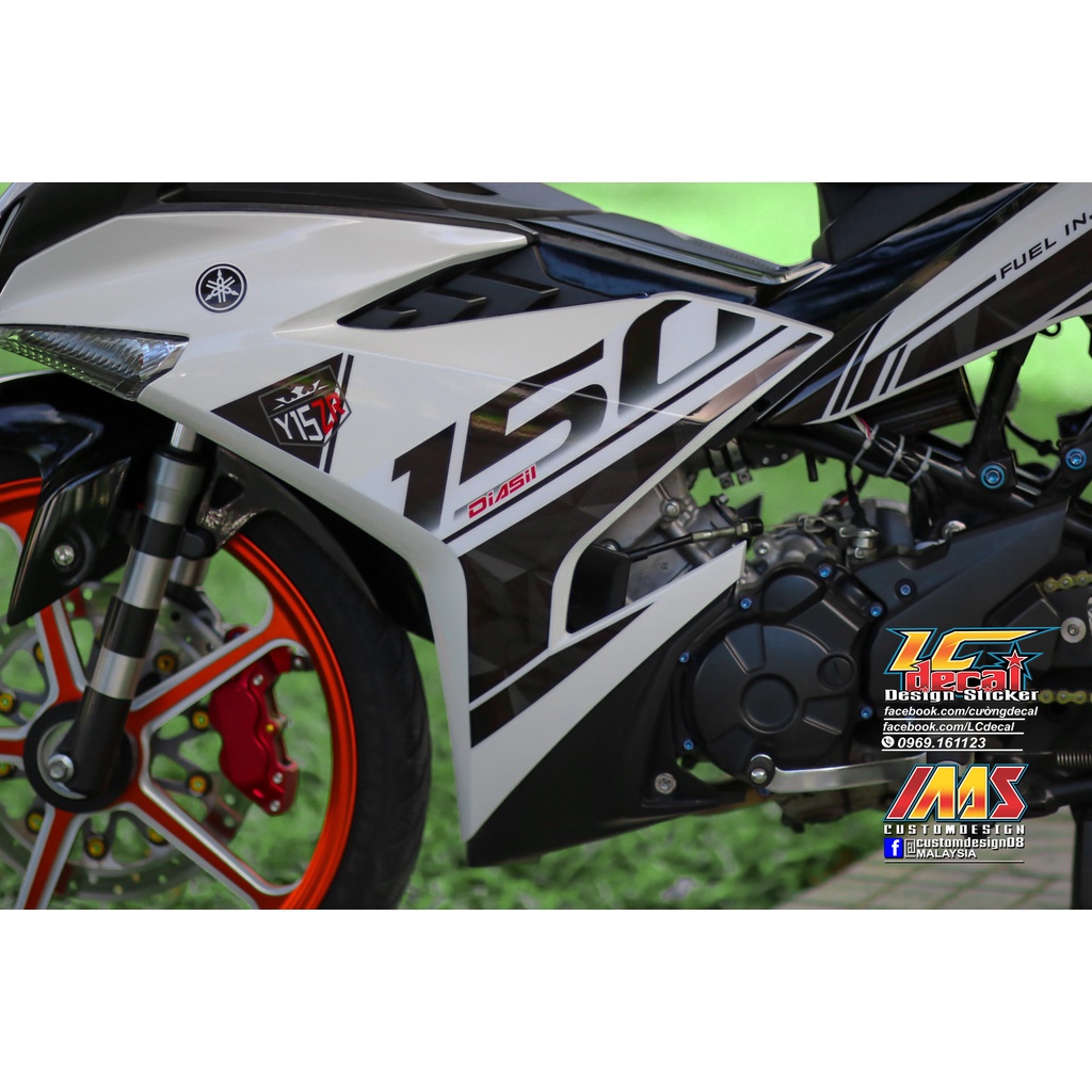 Tem Rời Dán Xe Exciter 150 Mẫu Trắng Đen Y15 ZR 2019 Cực Chất, Hàng 3 Lớp Chất Lượng Cao