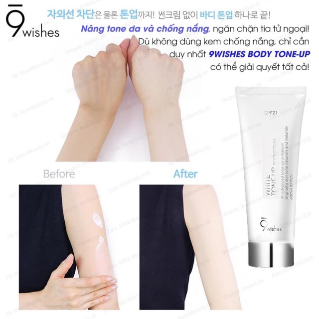 9WISHES Kem dưỡng trắng da toàn thân White Tone Up Body Serum 150ml