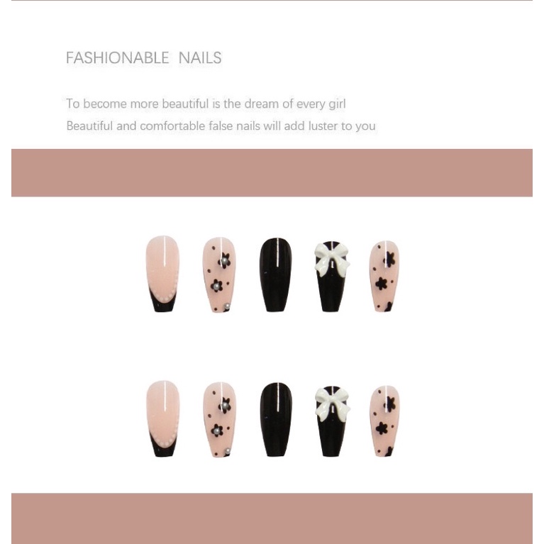 Set 24 móng giả D165, đính đá cao cấp ( Tặng kèm keo, dũa )