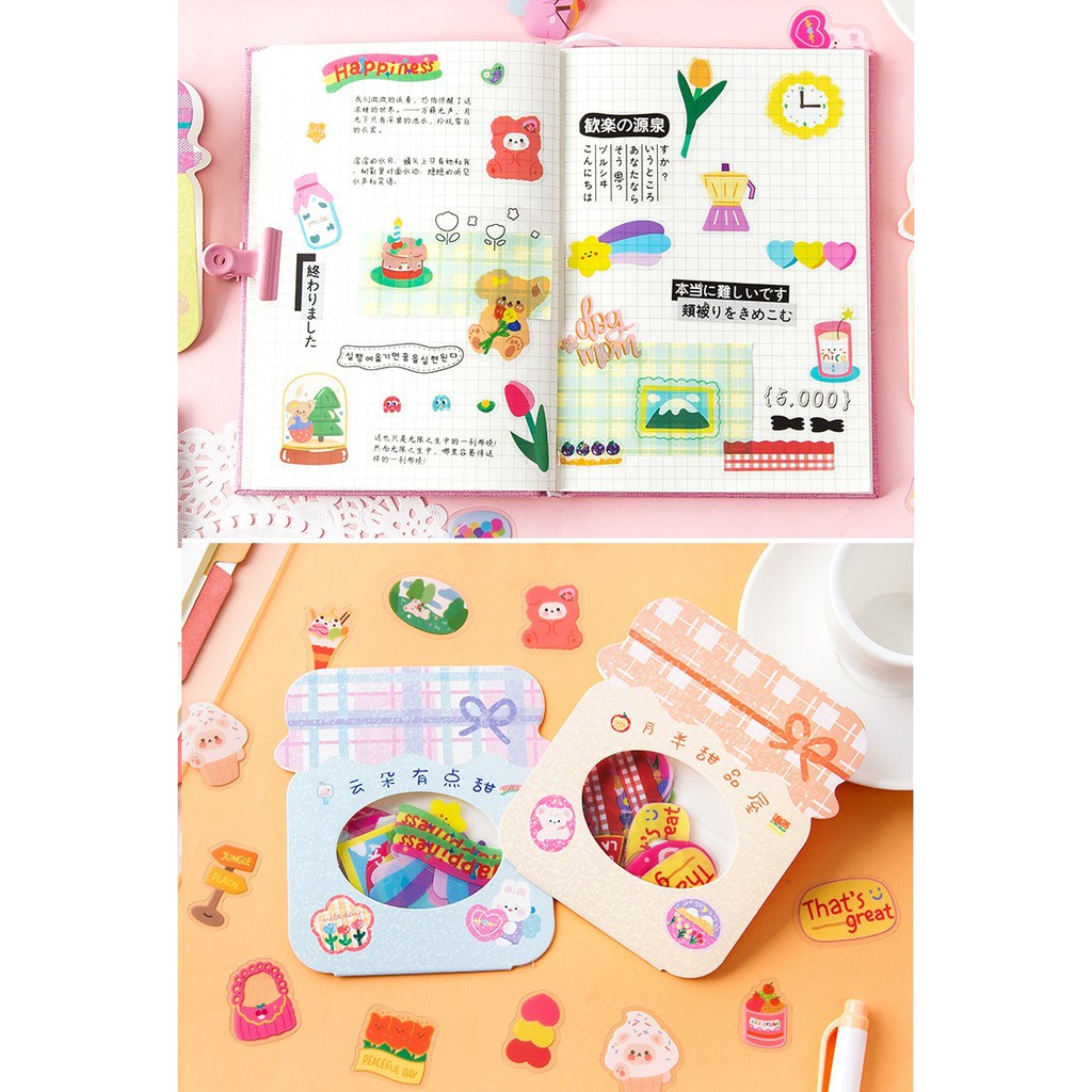 Bộ 40 sticker PET Jiyu Zaizai Candy shop hình dán trang trí sổ tay | BSB258