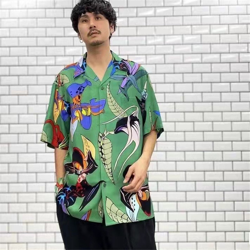 Áo Sơ Mi Tay Ngắn Dáng Rộng In Hình WACKO MARIA Plus Size S-XL