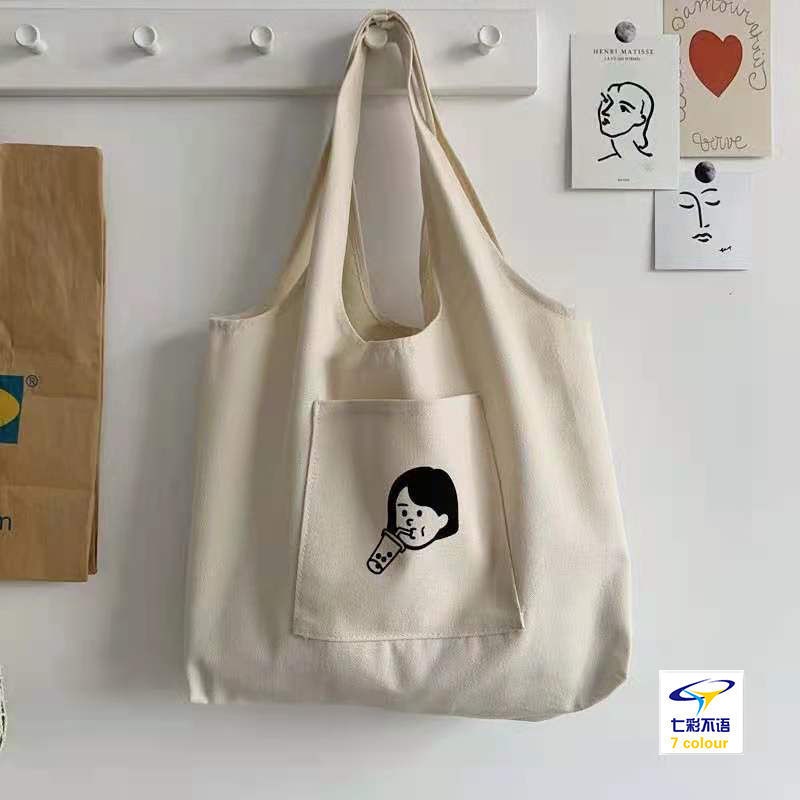 Túi tote vải Canvas túi nhỏ phong cách đi học đi chời hàn quốc giá rẻ in Girl trà sữa AH1605